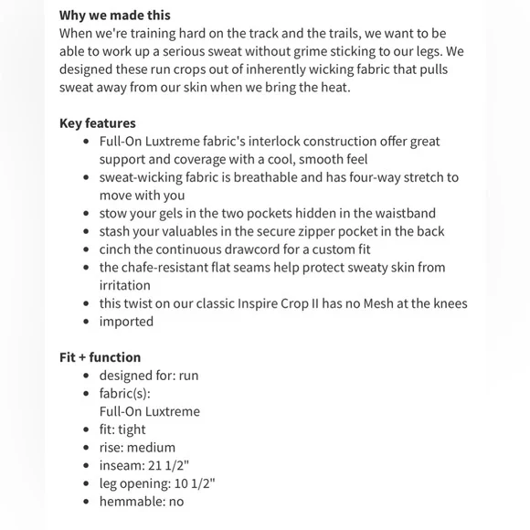 Lululemon Run: Inspire Crop II *All Luxtreme Savasana Camo 20cm Black Sz 6! - Picture 3 of 11